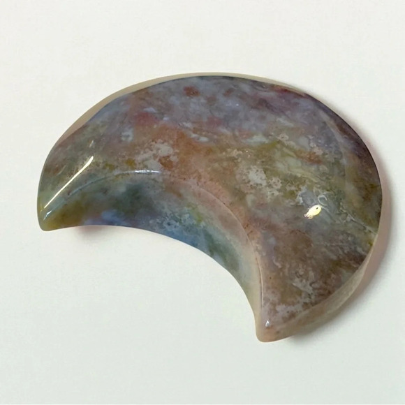 Natural Crystal Palm Stone Duo (Purple Moss Agate/Sunstone) - Picture 2 of 10